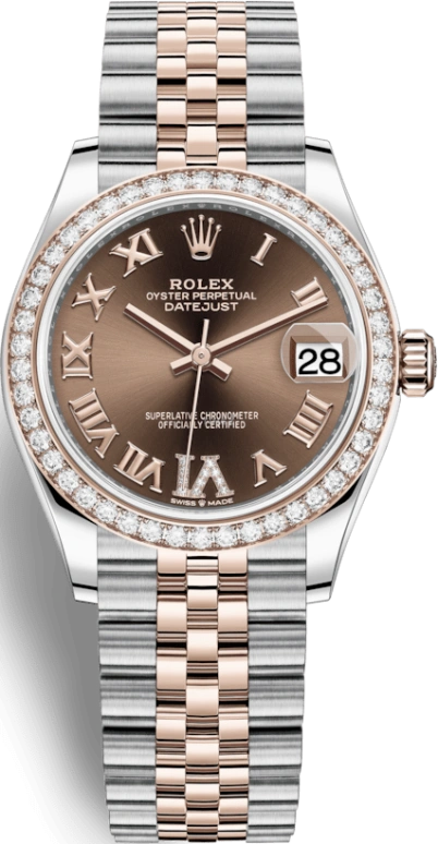 Rolex,Datejust 31 31mm,31mm,Rose Gold,Stainless Steel,Brown,Automatic,Day,55hours,278381RBR,278381RBR-0006