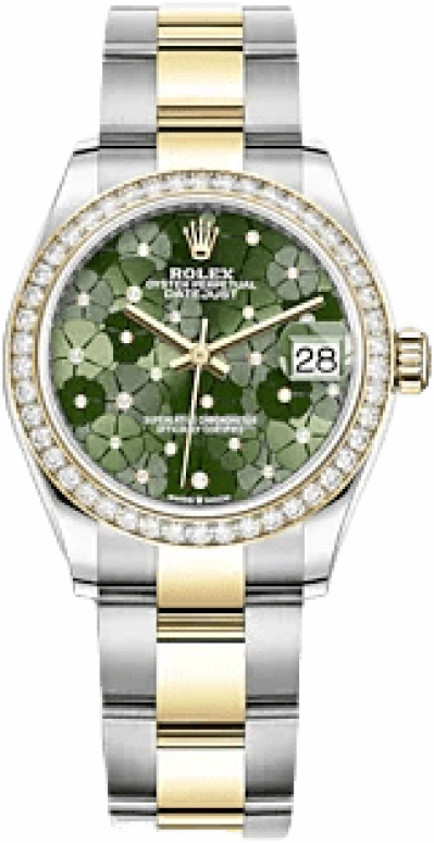 Rolex,Datejust 31 31mm,31mm,Yellow Gold,Stainless Steel,Green,Automatic,Day,55hours,278383RBR,278383RBR-0031