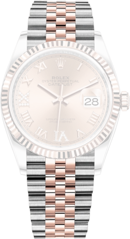 Rolex,Datejust 36 36mm,36mm,Rose Gold,Stainless Steel,Rose,Automatic,Day,70hours,126231,126231-0027