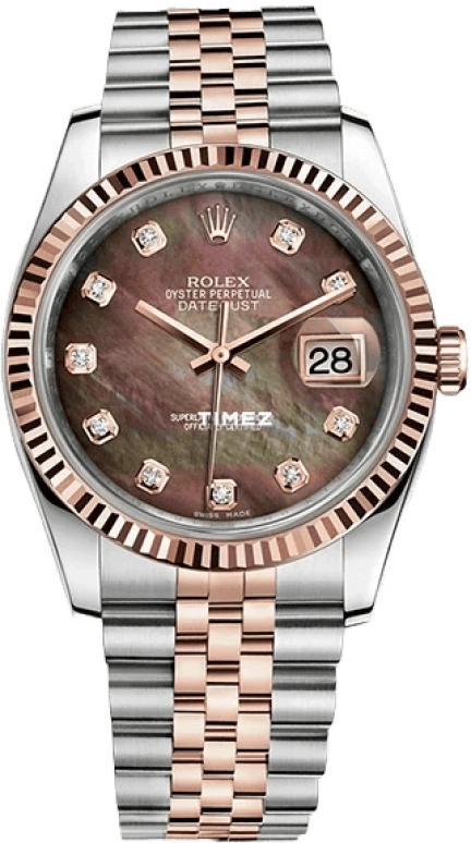 Rolex,Datejust 36 36mm,36mm,Rose Gold,Stainless Steel,Black,Automatic,Day,48hours,116231,116231-0061