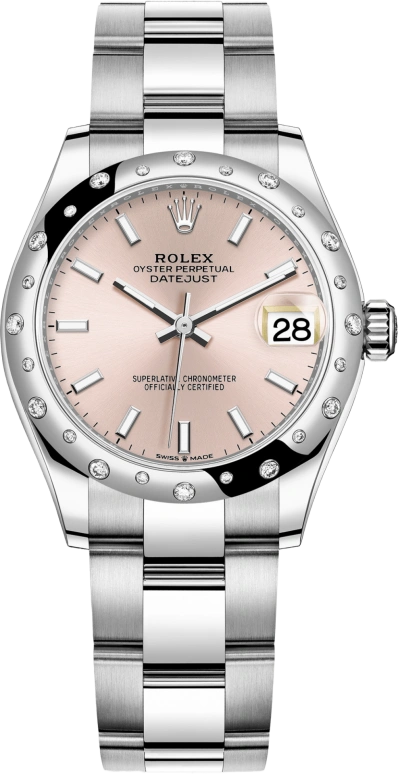 Rolex,Datejust 31 31mm,31mm,White Gold,Stainless Steel,Pink,Automatic,Day,55hours,278344RBR,278344RBR-0015