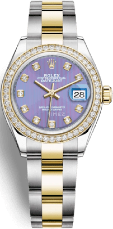 Rolex,Lady-Datejust 28mm,28mm,Yellow Gold,Stainless Steel,Purple,Automatic,Day,55hours,279383RBR,279383RBR-0016
