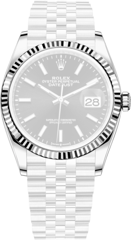 Rolex,Datejust 36 36mm,36mm,White Gold,Oystersteel,Black,Automatic,Day,70hours,126234,126234-0015