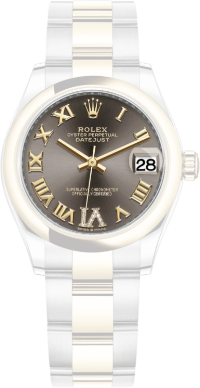 Rolex,Datejust 31 31mm,31mm,Yellow Gold,Stainless Steel,Grey,Automatic,Day,55hours,278243,278243-0017
