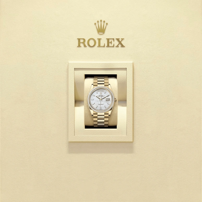Rolex,Day-Date 36 36mm,36mm,Yellow Gold,Silver White,Automatic,Date,Day,128398TBR,128398TBR-0030