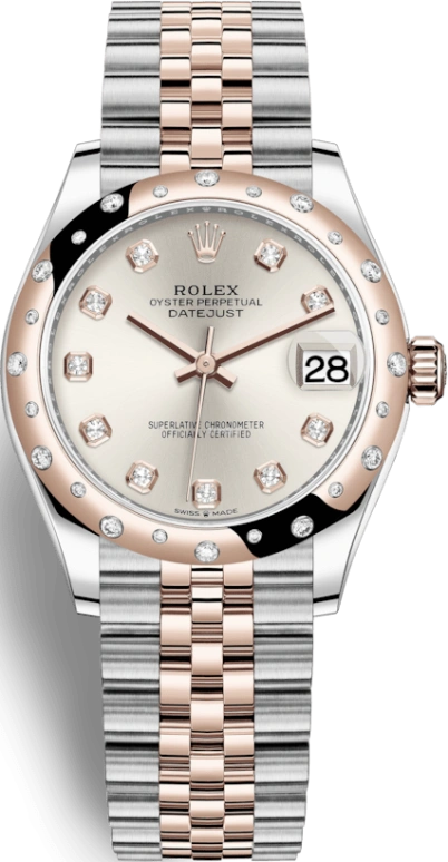 Rolex,Datejust 31 31mm,31mm,Rose Gold,Stainless Steel,Silver,Automatic,Day,55hours,278341RBR,278341RBR-0016