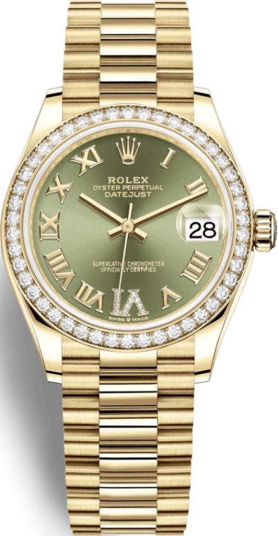 Rolex,Datejust 31 31mm,31mm,Yellow Gold,Green,Automatic,Day,55hours,278288RBR,278288RBR-0024