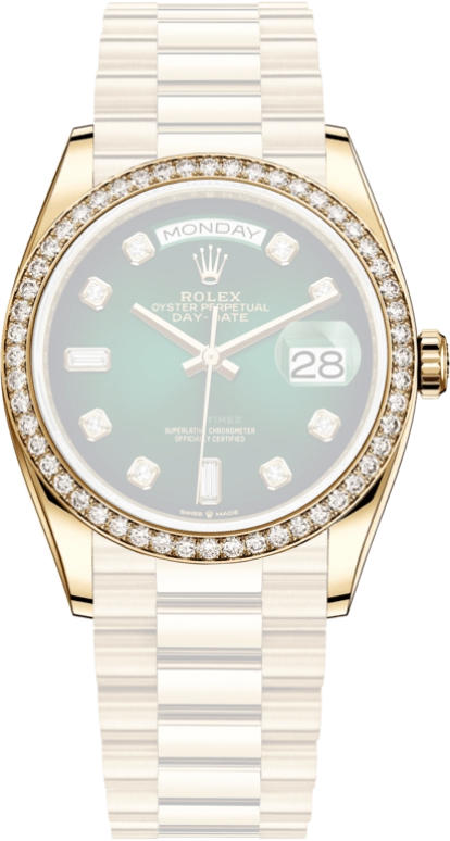 Rolex,Day-Date 36 36mm,36mm,Yellow Gold,Green,Automatic,Date,Day,128348RBR,128348RBR-0035