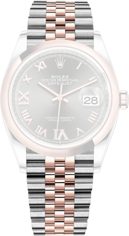 Rolex,Datejust 36 36mm,36mm,Oystersteel,Everose Gold,Grey,Automatic,Day,70hours,126201,126201-0023