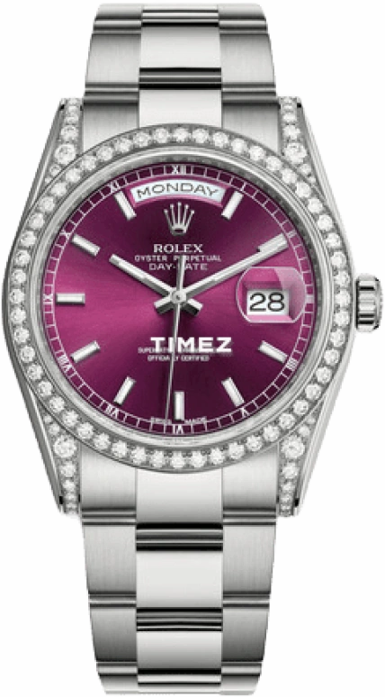 Rolex,Day-Date 36 36mm,36mm,White Gold,Purple,Automatic,Date,Day,118389,118389-0126