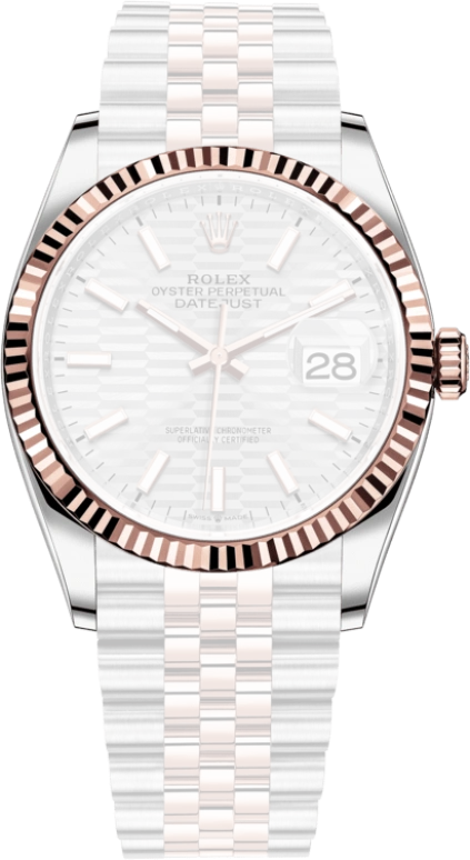 Rolex,Datejust 36 36mm,36mm,Rose Gold,Stainless Steel,Silver,Automatic,Day,70hours,126231,126231-0033