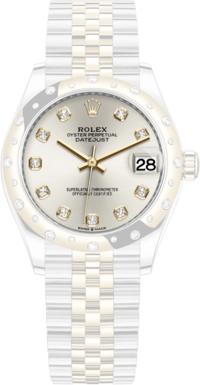 Rolex,Datejust 31 31mm,31mm,Yellow Gold,Stainless Steel,Silver,Automatic,Day,55hours,278343RBR,278343RBR-0020
