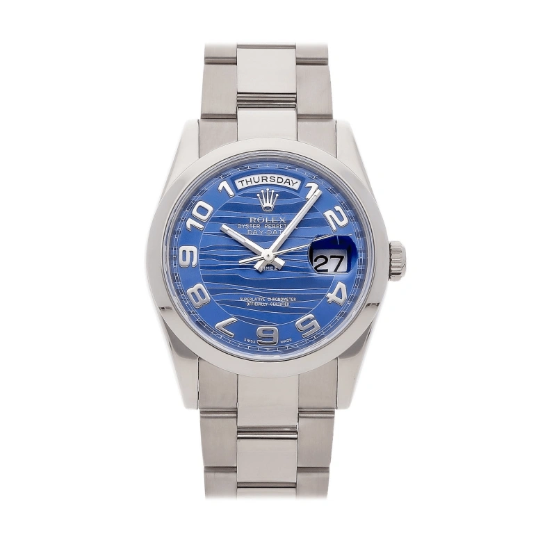 Rolex,Day-Date 36 36mm,36mm,White Gold,Blue,Automatic,Date,Day,118209,118209-Blue Wave