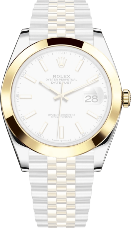 Rolex,Datejust 41 41mm,41mm,Yellow Gold,Stainless Steel,White,Automatic,Day,70hours,126303,126303-0016