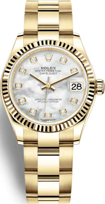 Rolex,Datejust 31 31mm,31mm,Yellow Gold,White,Automatic,Day,55hours,278278,278278-0017