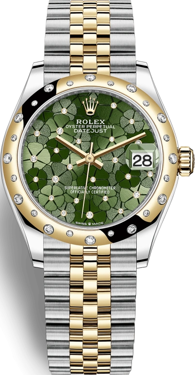 Rolex,Datejust 31 31mm,31mm,Yellow Gold,Stainless Steel,Green,Automatic,Day,55hours,278343RBR,278343RBR-0032