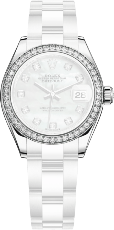 Rolex,Lady-Datejust 28mm,28mm,White Gold,Oystersteel,White,Automatic,Day,55hours,279384RBR,279384RBR-0012