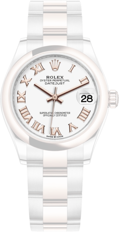 Rolex,Datejust 31 31mm,31mm,Rose Gold,Stainless Steel,White,Automatic,Day,55hours,278241,278241-0001