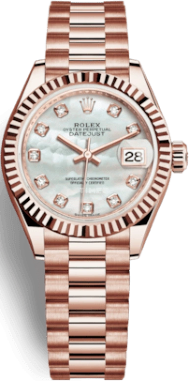 Rolex,Lady-Datejust 28mm,28mm,Everose Gold,White,Automatic,Day,55hours,279175,279175-0017