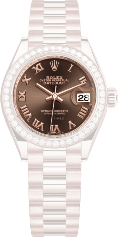 Rolex,Lady-Datejust 28mm,28mm,Rose Gold,Brown,Chocolate,Automatic,Day,55hours,279135RBR,279135RBR-0016