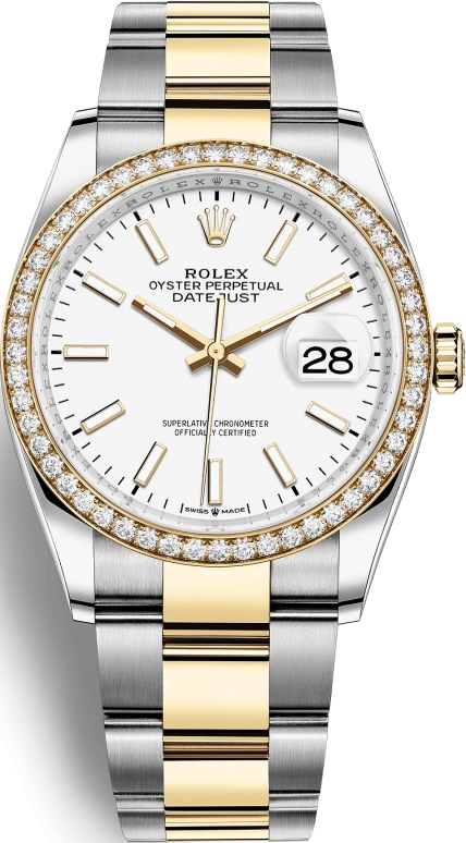 Rolex,Datejust 36 36mm,36mm,Yellow Gold,Oystersteel,White,Automatic,Day,70hours,126283RBR,126283RBR-0006