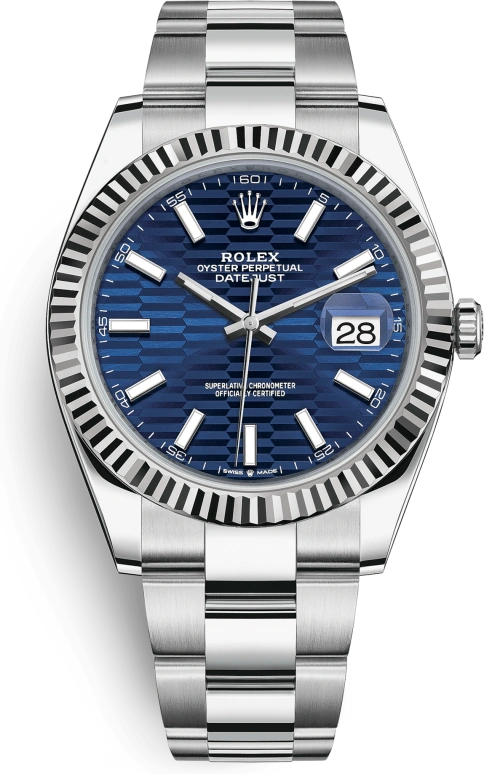 Rolex,Datejust 41 41mm,41mm,White Gold,Stainless Steel,Blue,Automatic,Day,70hours,126334,126334-0031