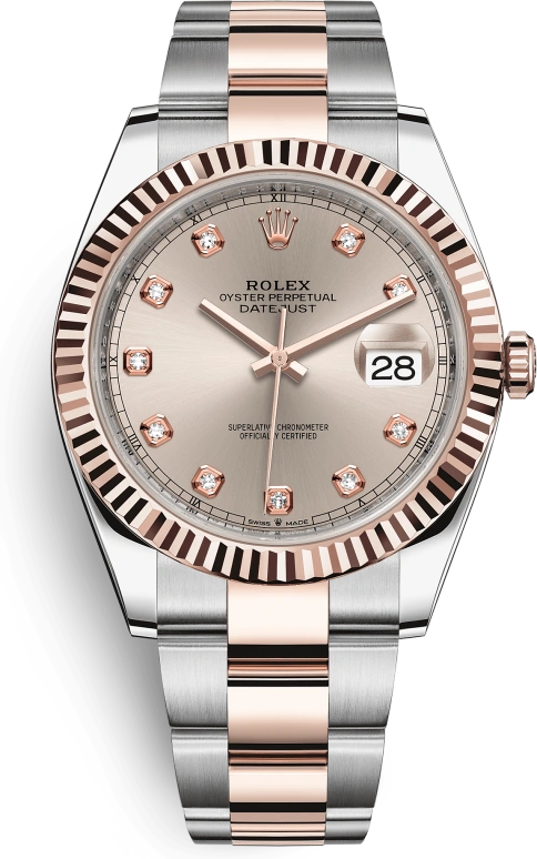 Rolex,Datejust 41 41mm,41mm,Rose Gold,Stainless Steel,Pink,Automatic,Day,70hours,126331,126331-0007