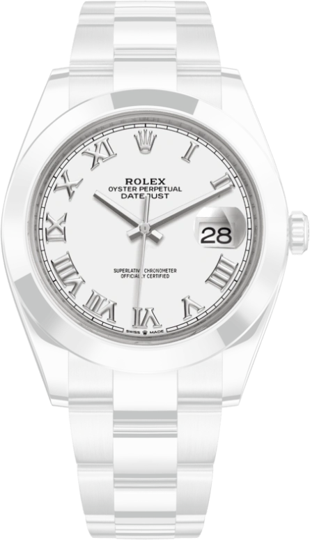 Rolex,Datejust 41 41mm,41mm,Stainless Steel,White,Automatic,Day,70hours,126300,126300-0015