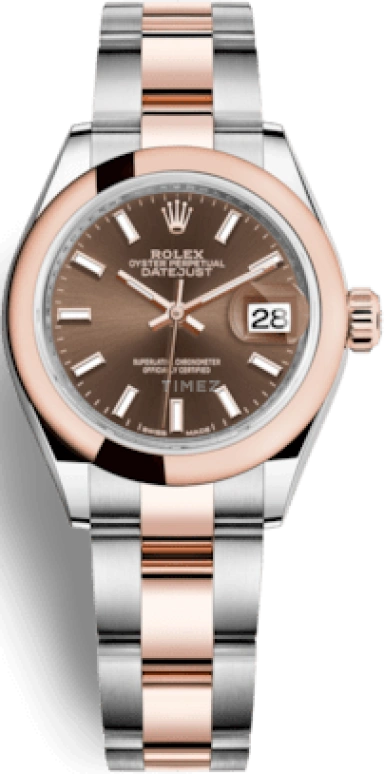 Rolex,Lady-Datejust 28mm,28mm,Everose Gold,Oystersteel,Brown,Automatic,Day,55hours,279161,279161-0018