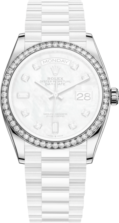 Rolex,Day-Date 36 36mm,36mm,White Gold,White,Automatic,Date,Day,128349RBR,128349RBR-0004