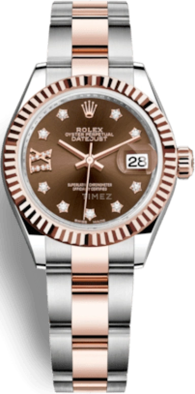 Rolex,Lady-Datejust 28mm,28mm,Oystersteel,Everose Gold,Brown,Automatic,Day,55hours,279171,279171-0004