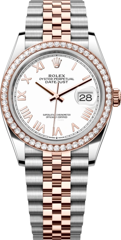 Rolex,Datejust 36 36mm,36mm,Oystersteel,Everose Gold,White,Automatic,Day,70hours,126281RBR,126281RBR-0033