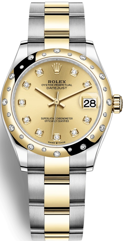 Rolex,Datejust 31 31mm,31mm,Yellow Gold,Stainless Steel,Champagne,Automatic,Day,55hours,278343RBR,278343RBR-0025