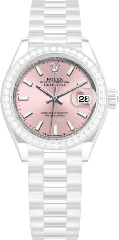 Rolex,Lady-Datejust 28mm,28mm,White Gold,Pink,Automatic,Day,55hours,279139RBR,279139RBR-0004