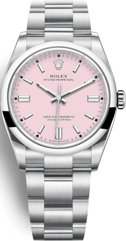 Rolex,Oyster Perpetual 36mm,36mm,Stainless Steel,Pink,Automatic,70hours,In-house Caliber,126000,126000-0008