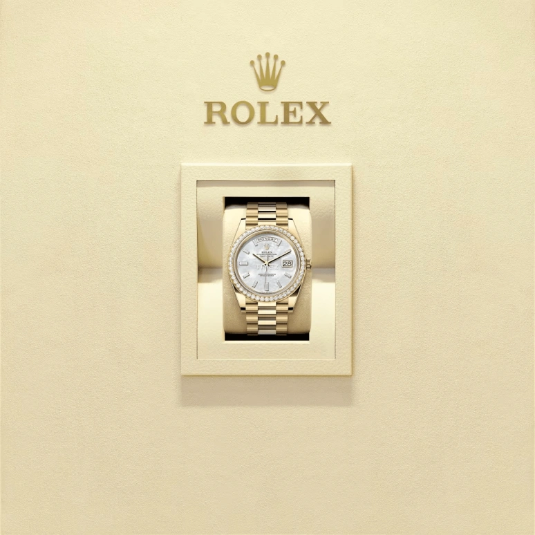 Rolex,Day-Date 40 40mm,40mm,Yellow Gold,Silver White,Automatic,Date,Day,228348RBR,228348RBR-0046