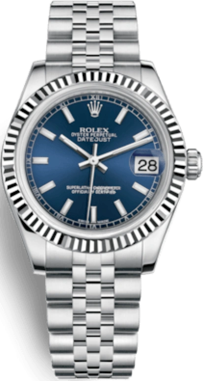 Rolex,Datejust 31 31mm,31mm,White Gold,Stainless Steel,Blue,Automatic,Day,48hours,178274,178274-0037