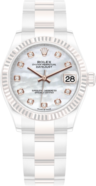 Rolex,Datejust 31 31mm,31mm,Rose Gold,Stainless Steel,White,Automatic,Day,55hours,278271,278271-0025