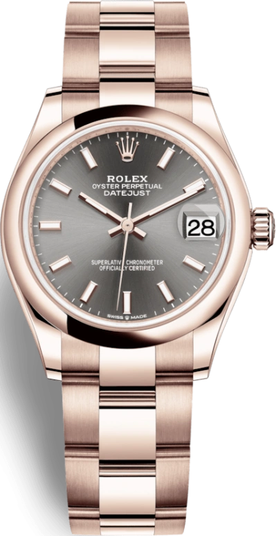 Rolex,Datejust 31 31mm,31mm,Rose Gold,Grey,Automatic,Day,55hours,278245,278245-0025