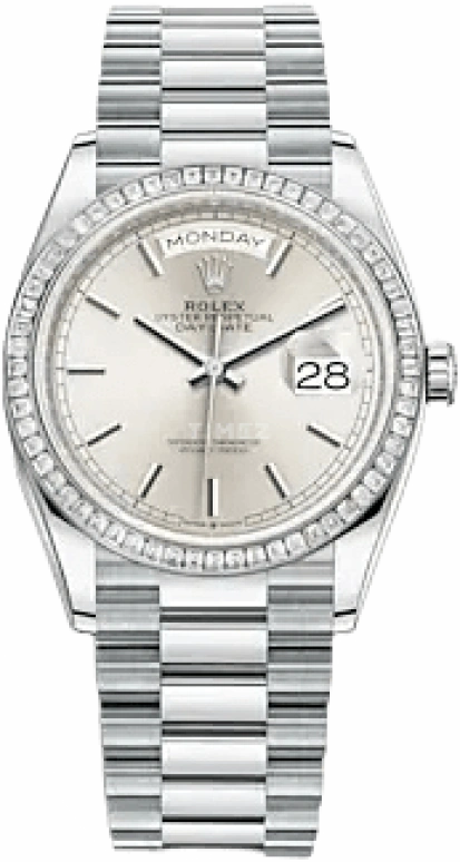 Rolex,Day-Date 36 36mm,36mm,Platinum,Silver,Automatic,Date,Day,128396TBR,128396TBR-0004