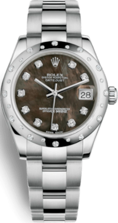 Rolex,Datejust 31 31mm,31mm,White Gold,Stainless Steel,Black,Automatic,Day,48hours,178344,178344-0015