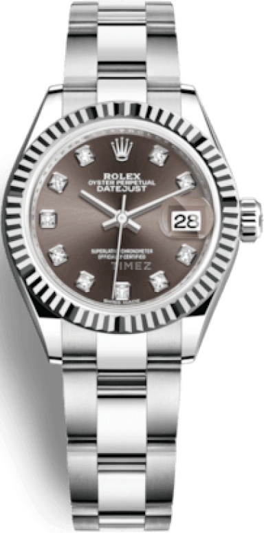 Rolex,Lady-Datejust 28mm,28mm,White Gold,Oystersteel,Grey,Automatic,Day,55hours,279174,279174-0016