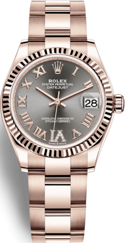 Rolex,Datejust 31 31mm,31mm,Rose Gold,Grey,Automatic,Day,55hours,278275,278275-0032