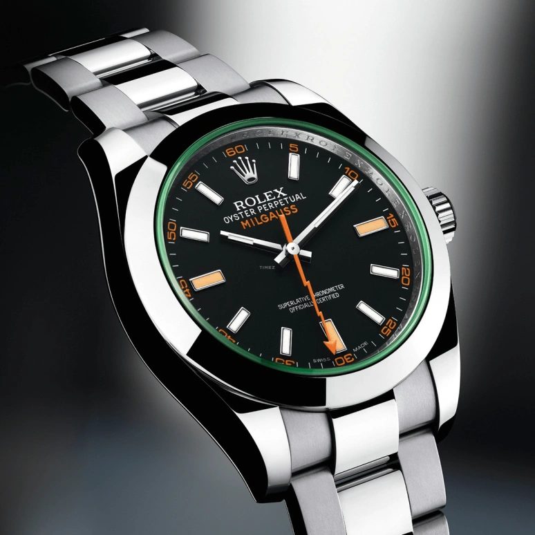 Rolex,Milgauss 40mm,40mm,Stainless Steel,Black,Automatic,48hours,In-house Caliber,Patrick Schwarzenegger,116400GV,116400GV-0001