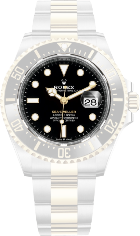 Rolex,Sea-Dweller 43mm,43mm,Yellow Gold,Oystersteel,Black,Automatic,Day,70hours,126603,126603-0001