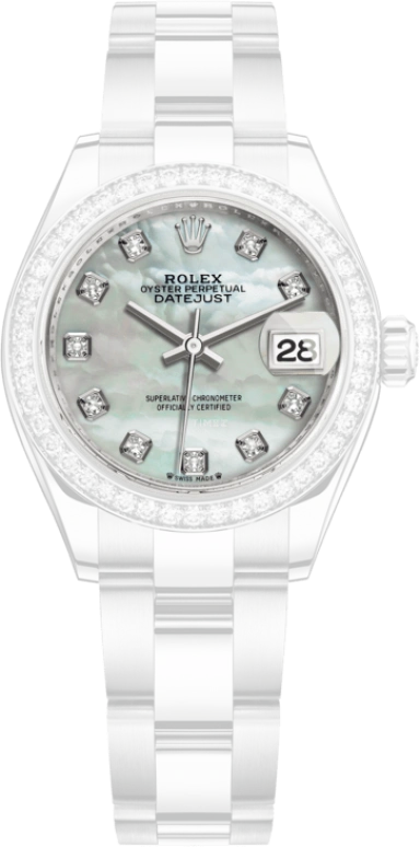 Rolex,Lady-Datejust 28mm,28mm,White Gold,Oystersteel,White,Automatic,Day,55hours,279384RBR,279384RBR-0012