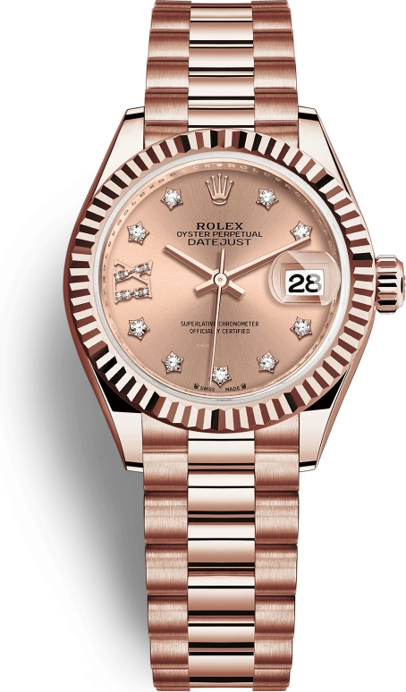 Rolex,Lady-Datejust 28mm,28mm,Everose Gold,Pink,Automatic,Day,55hours,279175,279175-0029