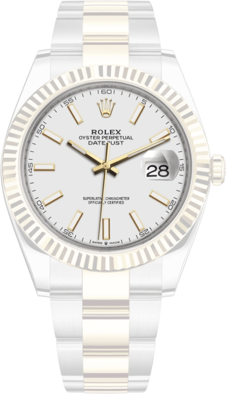 Rolex,Datejust 41 41mm,41mm,Yellow Gold,Stainless Steel,White,Automatic,Day,70hours,126333,126333-0015