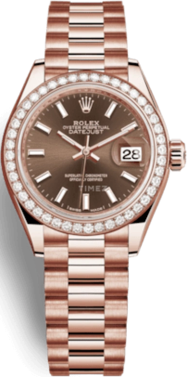 Rolex,Lady-Datejust 28mm,28mm,Rose Gold,Brown,Automatic,Day,55hours,279135RBR,279135RBR-0005