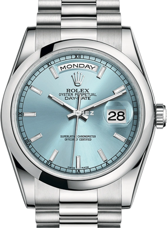 Rolex,Day-Date 36 36mm,36mm,Platinum,Blue,Automatic,Date,Day,118206,118206-0040
